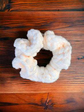 Pearly White Plush Handmade Scrunchy