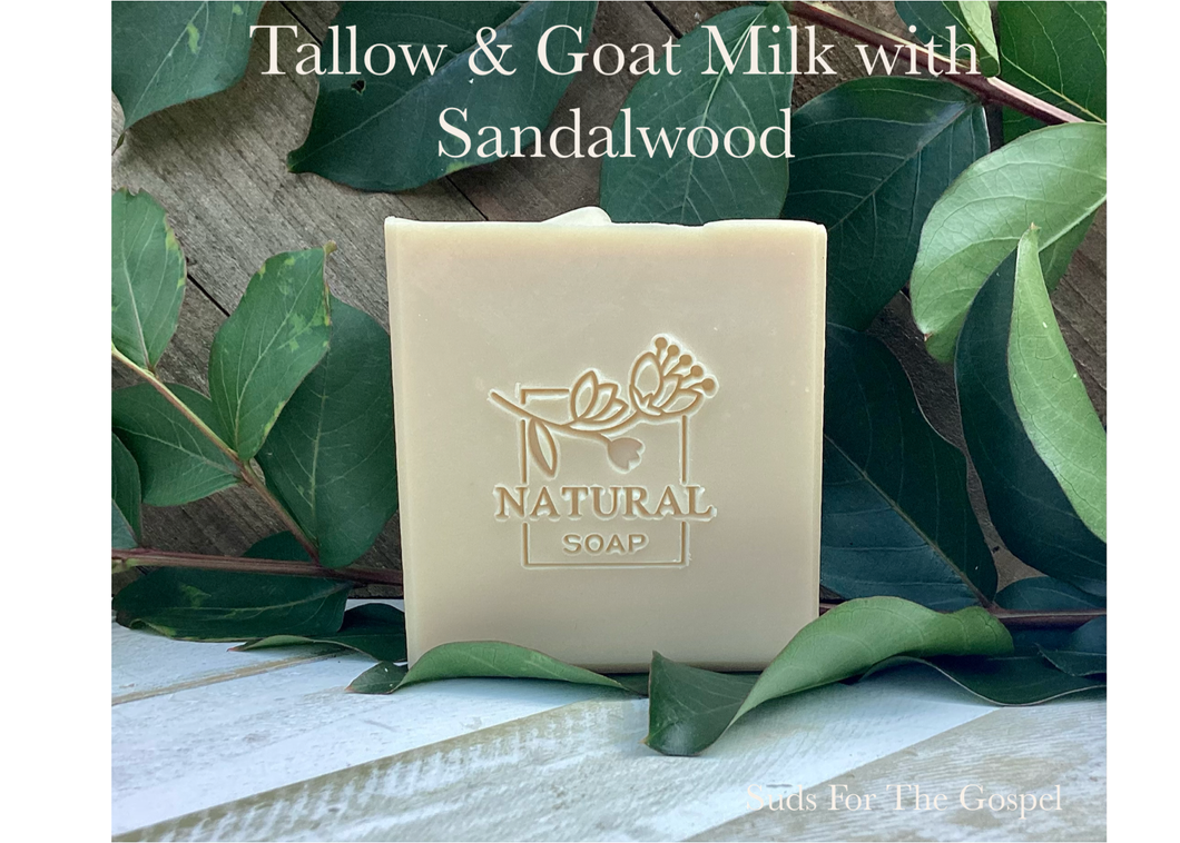 Grass-Fed Tallow & Fresh Goat Milk Organic Handcrafted Soap with Sandalwood