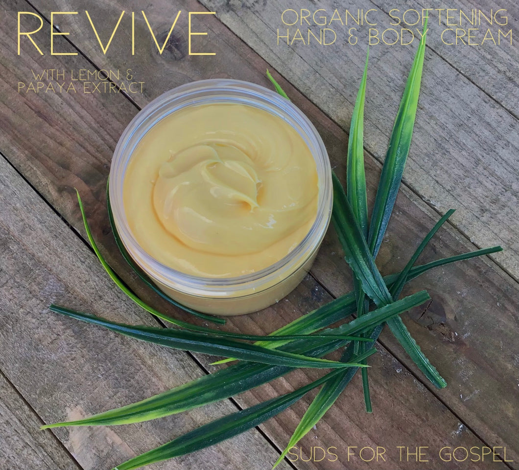 Revive Organic Softening Hand and Body Cream with Lemon & Papaya Extract